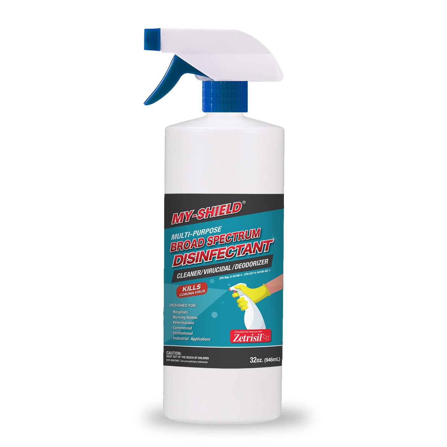 My Shield Broad Spectrum Disinfectant with Nano-Spear Technology Powered by Zetrisil® EPA Reg. #94196-4